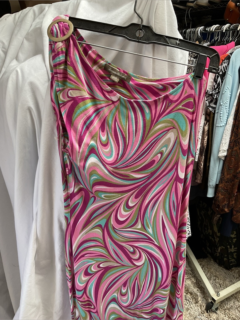 Tommy Bahama s One-Shoulder Pink Swirl Maxi Dress